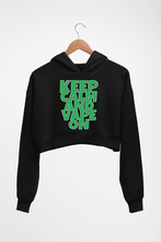 Load image into Gallery viewer, keep calm and vape on Crop HOODIE FOR WOMEN-Black-Ektarfa.online
