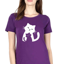 Load image into Gallery viewer, Cat T-Shirt for Women-Purple-Ektarfa.online
