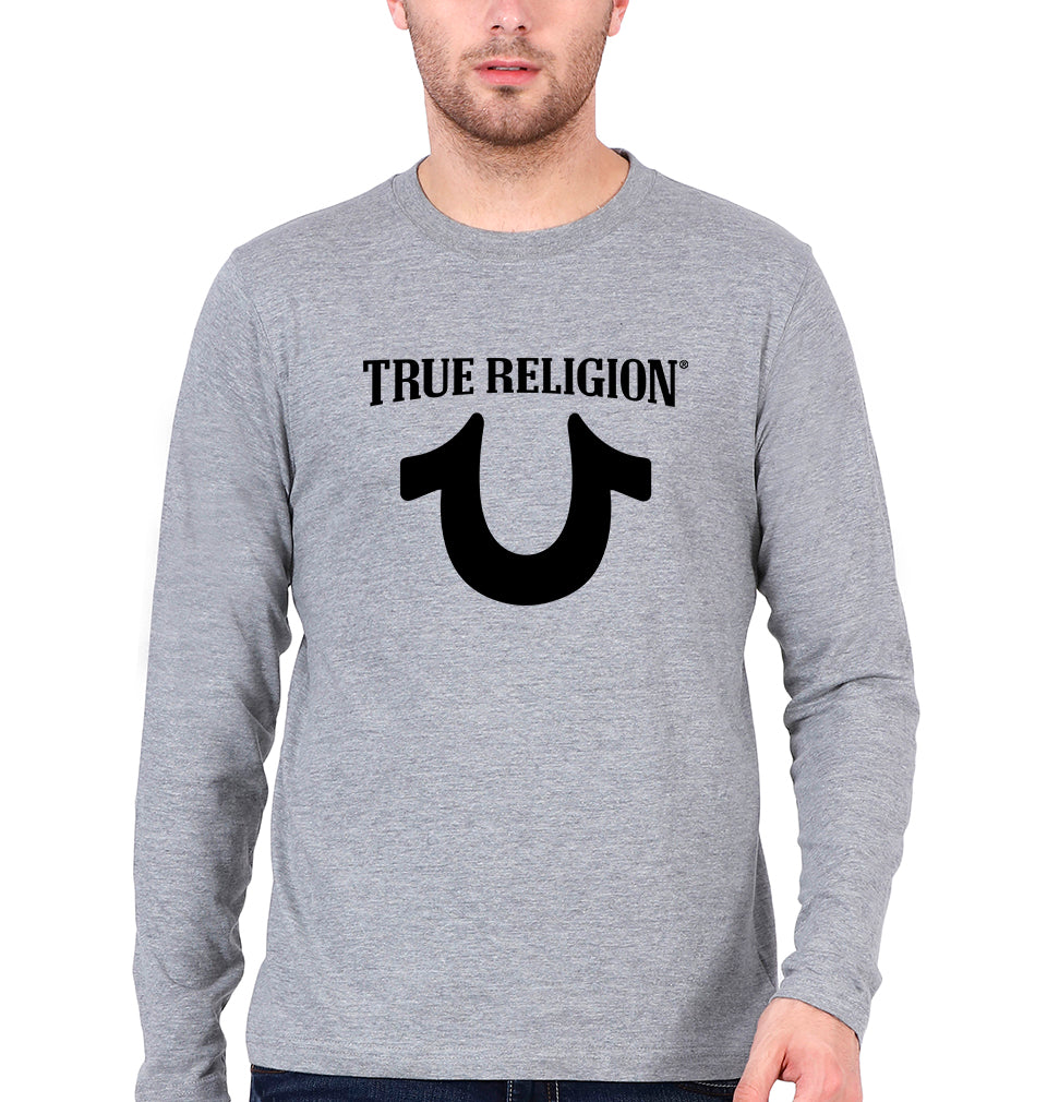 True Religion Full Sleeves T-Shirt for Men-Grey Melange-Ektarfa.online