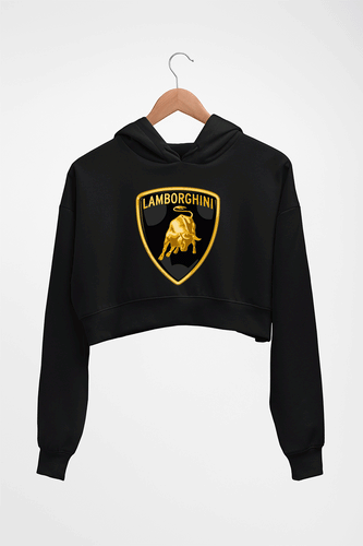 Lamborghini Crop HOODIE FOR WOMEN-Black-Ektarfa.online