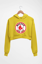 Load image into Gallery viewer, Boston Red Sox Baseball Crop HOODIE FOR WOMEN-Mustard Yellow-Ektarfa.online
