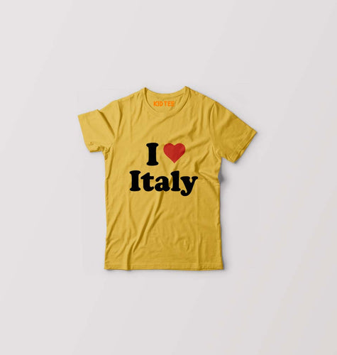 I Love Italy Kids T-Shirt for Boy/Girl-Golden Yellow-Ektarfa.online