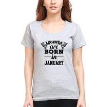 Load image into Gallery viewer, Legends are Born in January T-Shirt for Women-Grey Melange-Ektarfa.online
