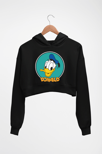 Donald Duck Crop HOODIE FOR WOMEN-Black-Ektarfa.online