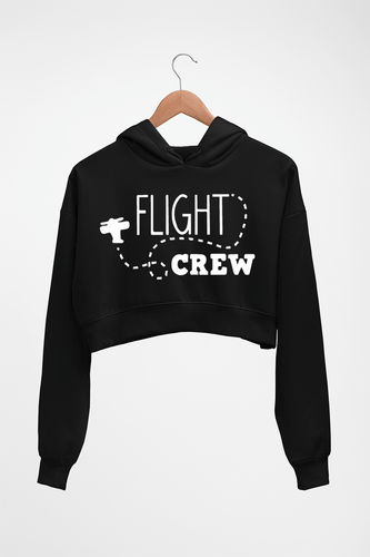Flight Crew Crop HOODIE FOR WOMEN-Black-Ektarfa.online
