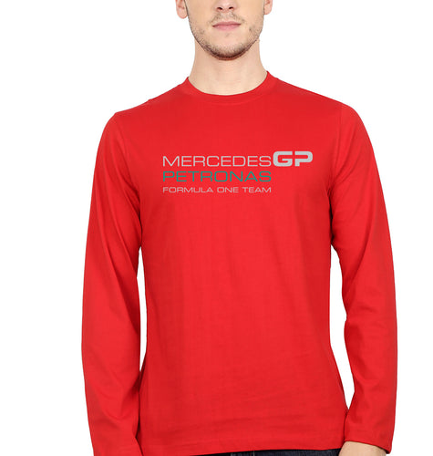 Mercedes GP Petronas F1 Full Sleeves T-Shirt for Men-S(38 Inches)-Red-Ektarfa.online