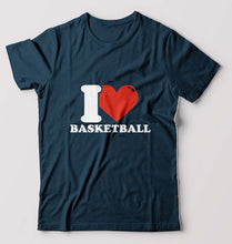 Load image into Gallery viewer, I Love Basketball T-Shirt for Men-Petrol Blue-Ektarfa.online
