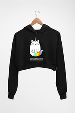 Load image into Gallery viewer, Cat Unicorn Crop HOODIE FOR WOMEN-Black-Ektarfa.online
