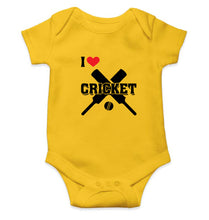 Load image into Gallery viewer, I Love Cricket Kids Romper For Baby Boy/Girl-0-5 Months(18 Inches)-Yellow-Ektarfa.online
