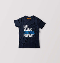 Load image into Gallery viewer, CRICKET Eat Sleep Cricket Repeat Kids T-Shirt for Boy/Girl-Navy Blue-Ektarfa.online
