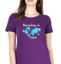 Load image into Gallery viewer, Traveling is Love T-Shirt for Women-Purple-Ektarfa.online
