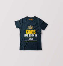 Load image into Gallery viewer, Kings Are Born In June Kids T-Shirt for Boy/Girl-Petrol Blue-Ektarfa.online

