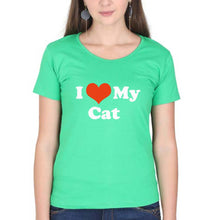 Load image into Gallery viewer, I Love My Cat T-Shirt for Women-flag green-Ektarfa.online
