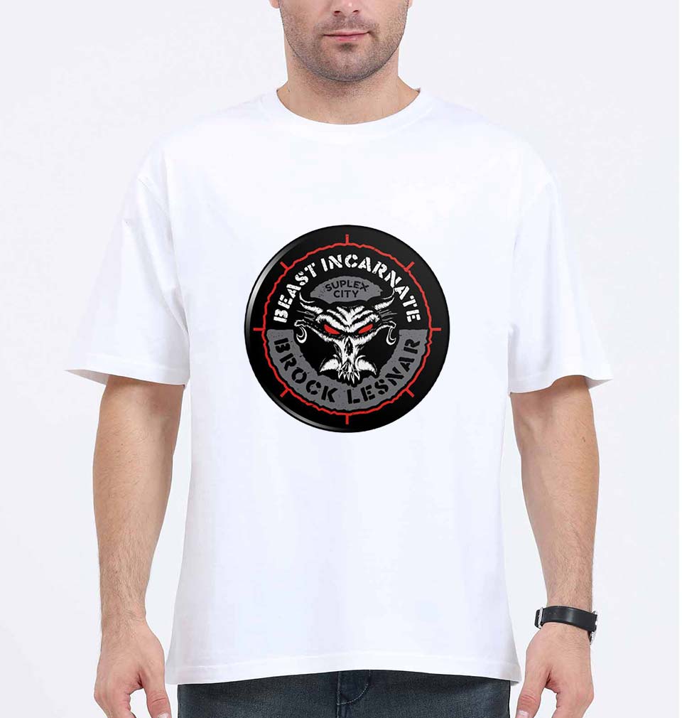 Brock Lesnar (WWE) Oversized T-Shirt for Men-White-Ektarfa.online