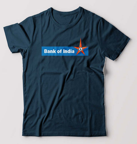 Bank of India T-Shirt for Men-S(38 Inches)-Petrol Blue-Ektarfa.online