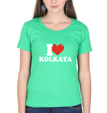 Load image into Gallery viewer, I Love Kolkata T-Shirt for Women-flag green-Ektarfa.online
