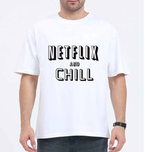 Load image into Gallery viewer, Netflix and chill Oversized T-Shirt for Men-White-Ektarfa.online
