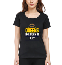 Load image into Gallery viewer, Queens Are Born In July T-Shirt for Women-Black-Ektarfa.online
