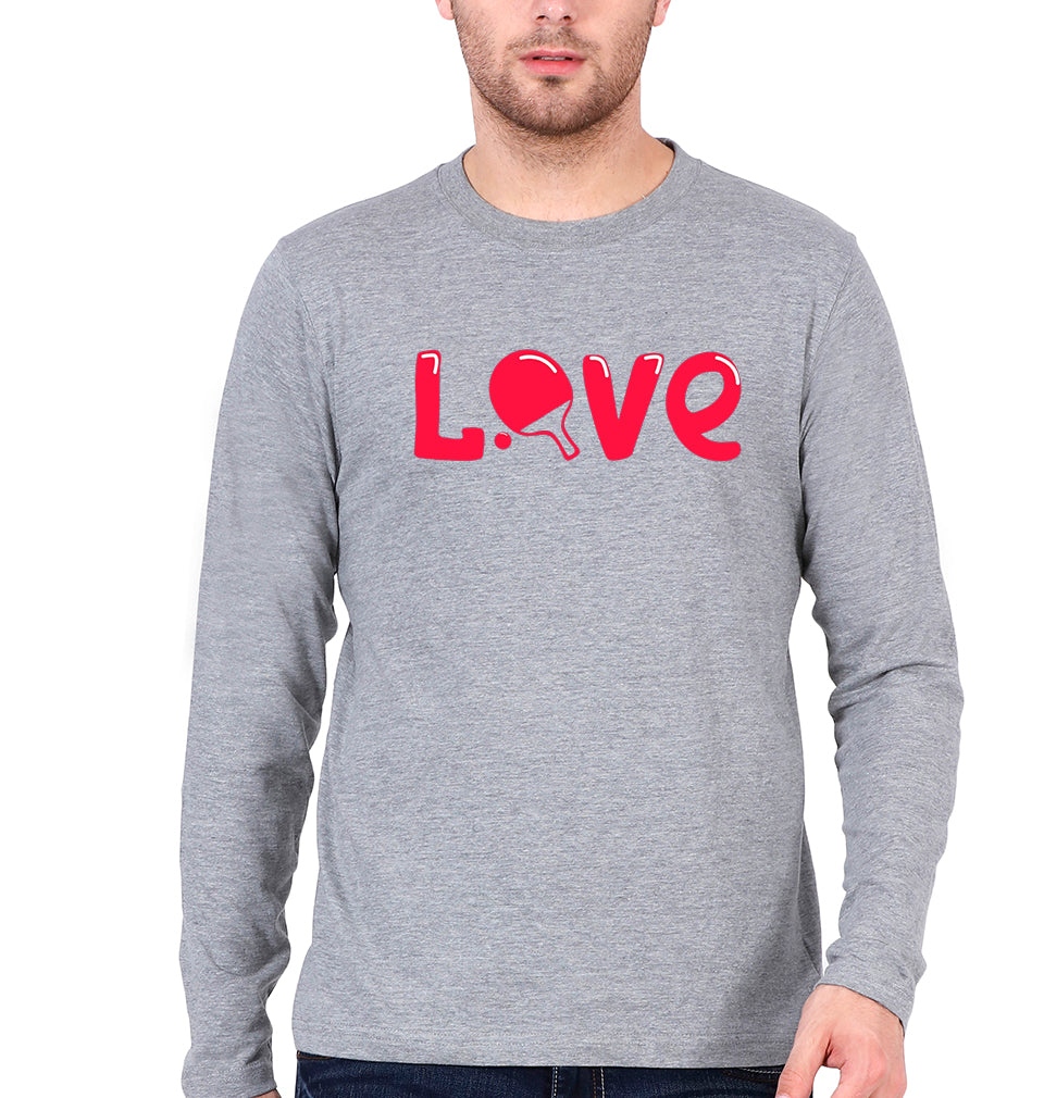 Love Table Tennis (TT) Full Sleeves T-Shirt for Men-Grey Melange-Ektarfa.online