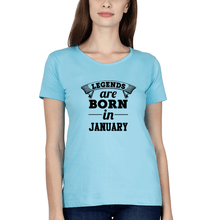 Load image into Gallery viewer, Legends are Born in January T-Shirt for Women-SkyBlue-Ektarfa.online

