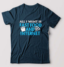 Load image into Gallery viewer, Fast Food and Internet T-Shirt for Men-Petrol Blue-Ektarfa.online
