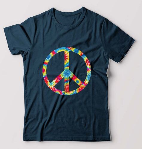 Trippy Psychedelic Peace T-Shirt for Men-Petrol Blue-Ektarfa.online