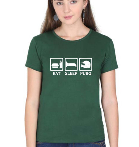 PUBG Eat Sleep Pubg T-Shirt for Women-Dark Green-Ektarfa.online