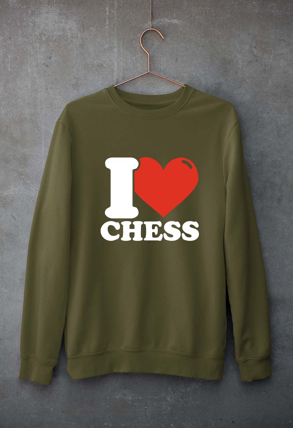 I Love Chess Unisex Sweatshirt for Men/Women-Olive Green-Ektarfa.online
