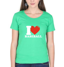 Load image into Gallery viewer, I Love Baseball T-Shirt for Women-flag green-Ektarfa.online
