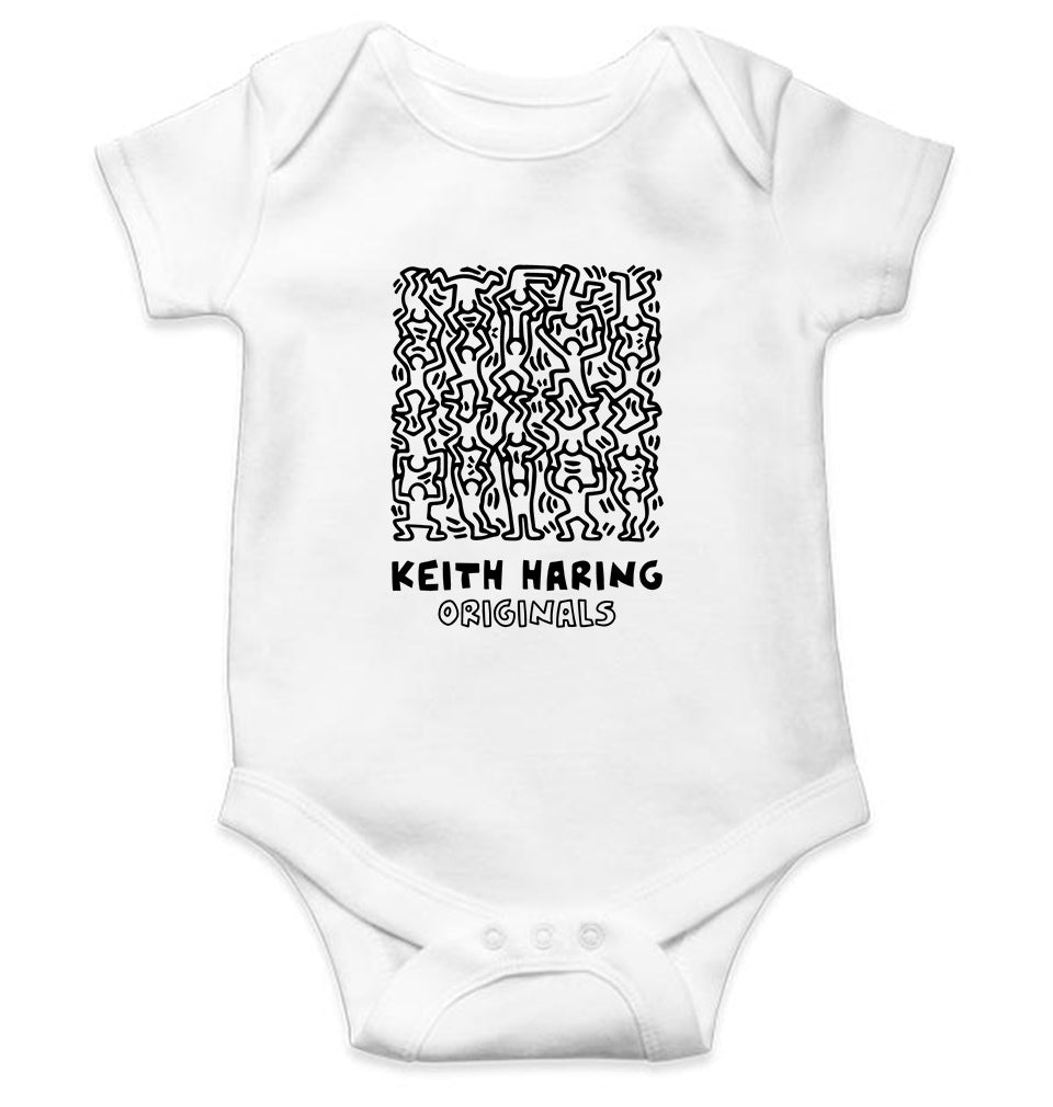 Keith Haring Kids Romper For Baby Boy/Girl-0-5 Months(18 Inches)-White-Ektarfa.online