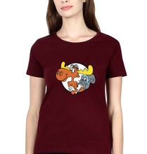 Load image into Gallery viewer, The Adventures of Rocky and Bullwinkle and Friends T-Shirt for Women-Maroon-Ektarfa.online
