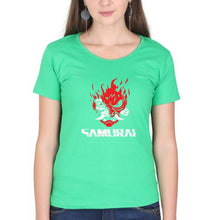 Load image into Gallery viewer, Cyberpunk Samurai T-Shirt for Women-Flag green-Ektarfa.online
