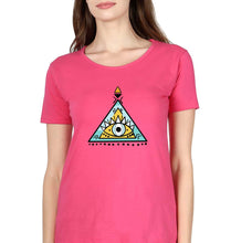 Load image into Gallery viewer, Psychedelic Triangle eye T-Shirt for Women-Pink-Ektarfa.online
