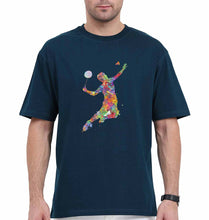 Load image into Gallery viewer, Badminton Oversized T-Shirt for Men-Petrol Blue-Ektarfa.online
