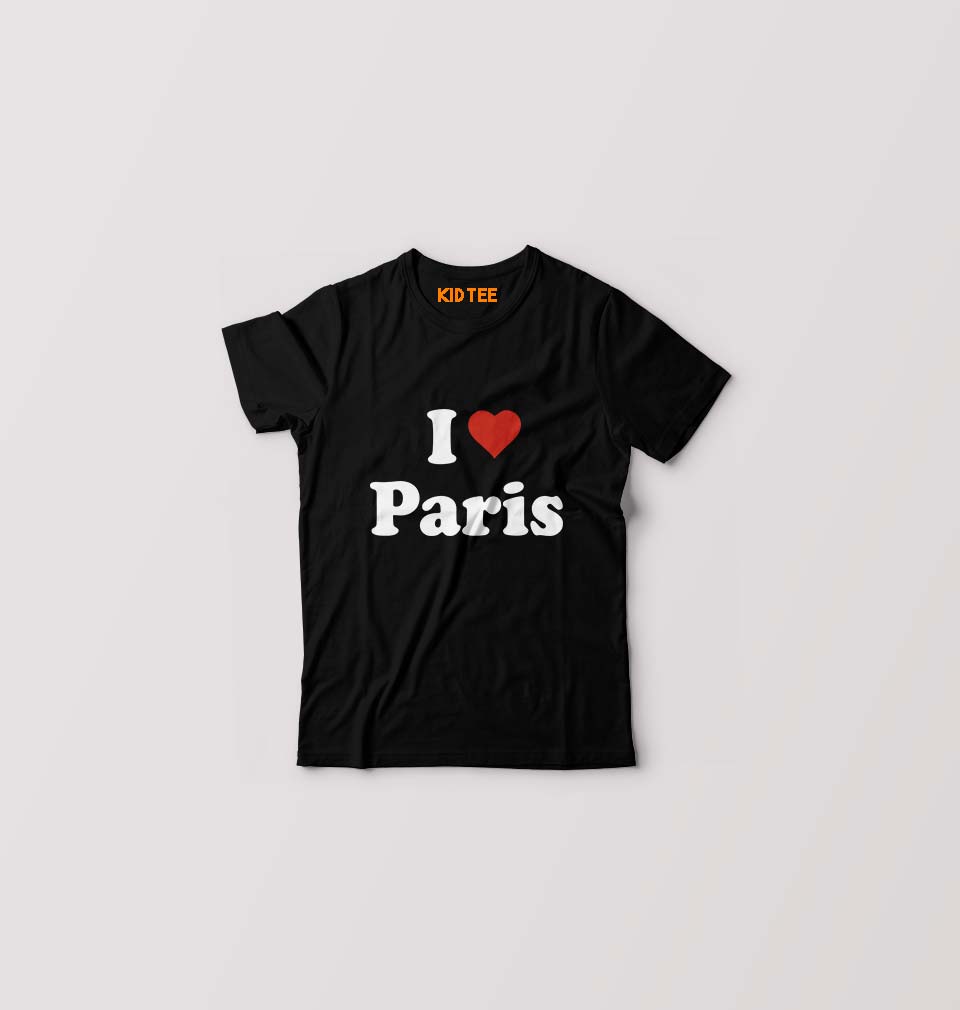 I Love Paris Kids T-Shirt for Boy/Girl-Black-Ektarfa.online