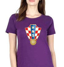 Load image into Gallery viewer, Croatia Football T-Shirt for Women-Purple-Ektarfa.online
