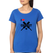 Load image into Gallery viewer, I Love Cricket T-Shirt for Women-Royal Blue-Ektarfa.online
