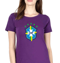 Load image into Gallery viewer, Brazil Football T-Shirt for Women-Purple-Ektarfa.online
