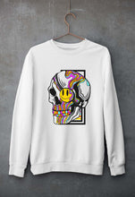 Load image into Gallery viewer, Trippy Psychedelic Skull Emoji Unisex Sweatshirt for Men/Women-White-Ektarfa.online
