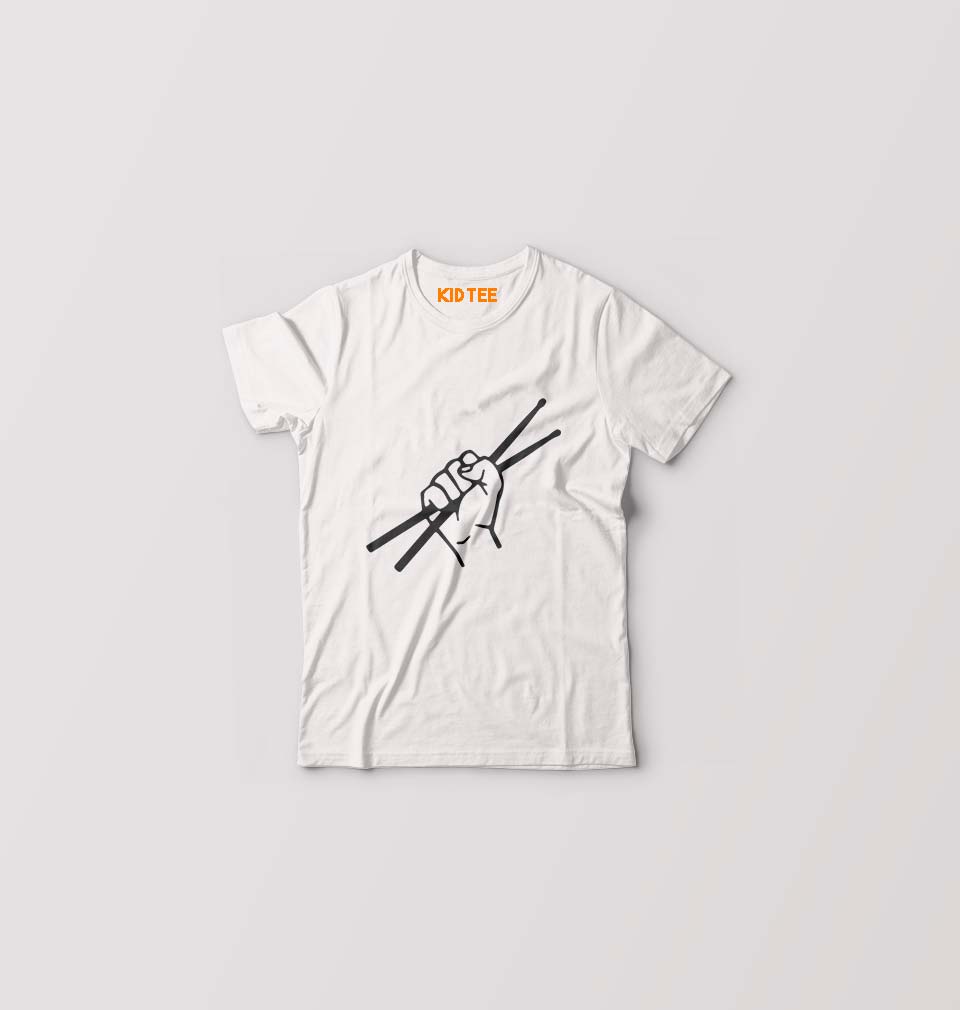 Drummer Kids T-Shirt for Boy/Girl-White-Ektarfa.online