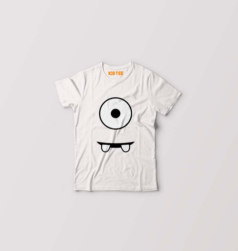 Minion Eye & Teeth Kids T-Shirt for Boy/Girl-White-Ektarfa.online