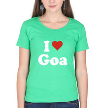 Load image into Gallery viewer, I Love Goa T-Shirt for Women-flag green-Ektarfa.online

