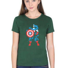 Load image into Gallery viewer, Captain America Superhero T-Shirt for Women-Dark Green-Ektarfa.online

