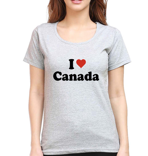 I Love Canada T-Shirt for Women-Grey Melange-Ektarfa.online