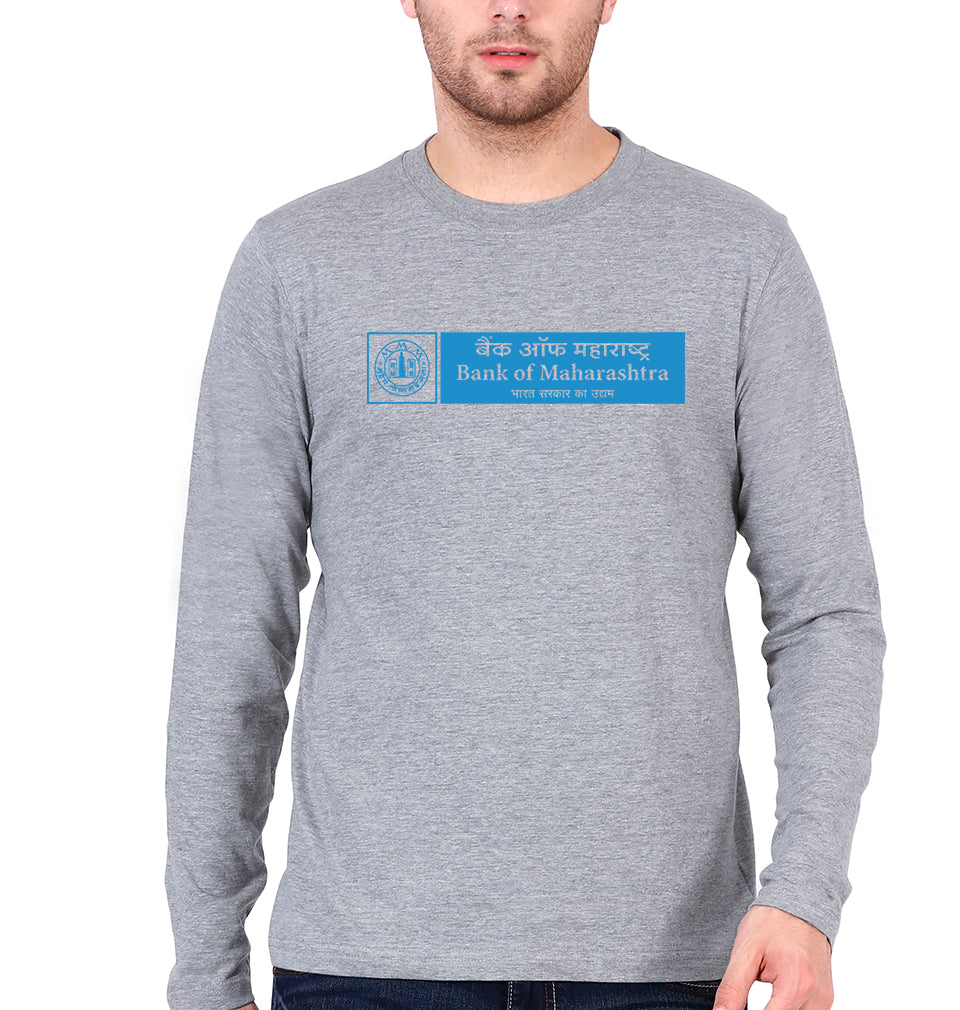 Bank of Maharashtra Full Sleeves T-Shirt for Men-Grey Melange-Ektarfa.online