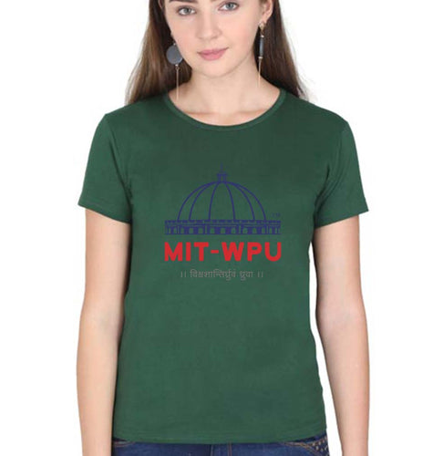 MIT World Peace University T-Shirt for Women-Dark Green-Ektarfa.online