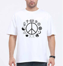 Load image into Gallery viewer, Peace Religious Symbols Oversized T-Shirt for Men-White-Ektarfa.online
