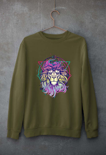 Psychedelic Lion Unisex Sweatshirt for Men/Women-Olive Green-Ektarfa.online