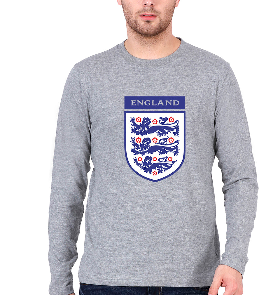 England Football Full Sleeves T-Shirt for Men-Grey Melange-Ektarfa.online