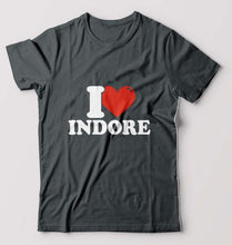 Load image into Gallery viewer, I Love Indore T-Shirt for Men-S(38 Inches)-Steel grey-Ektarfa.online
